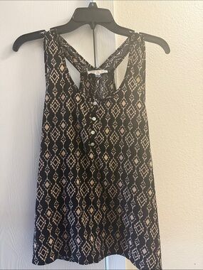 Pink Rose Black and Cream Geometric Racerback Tank